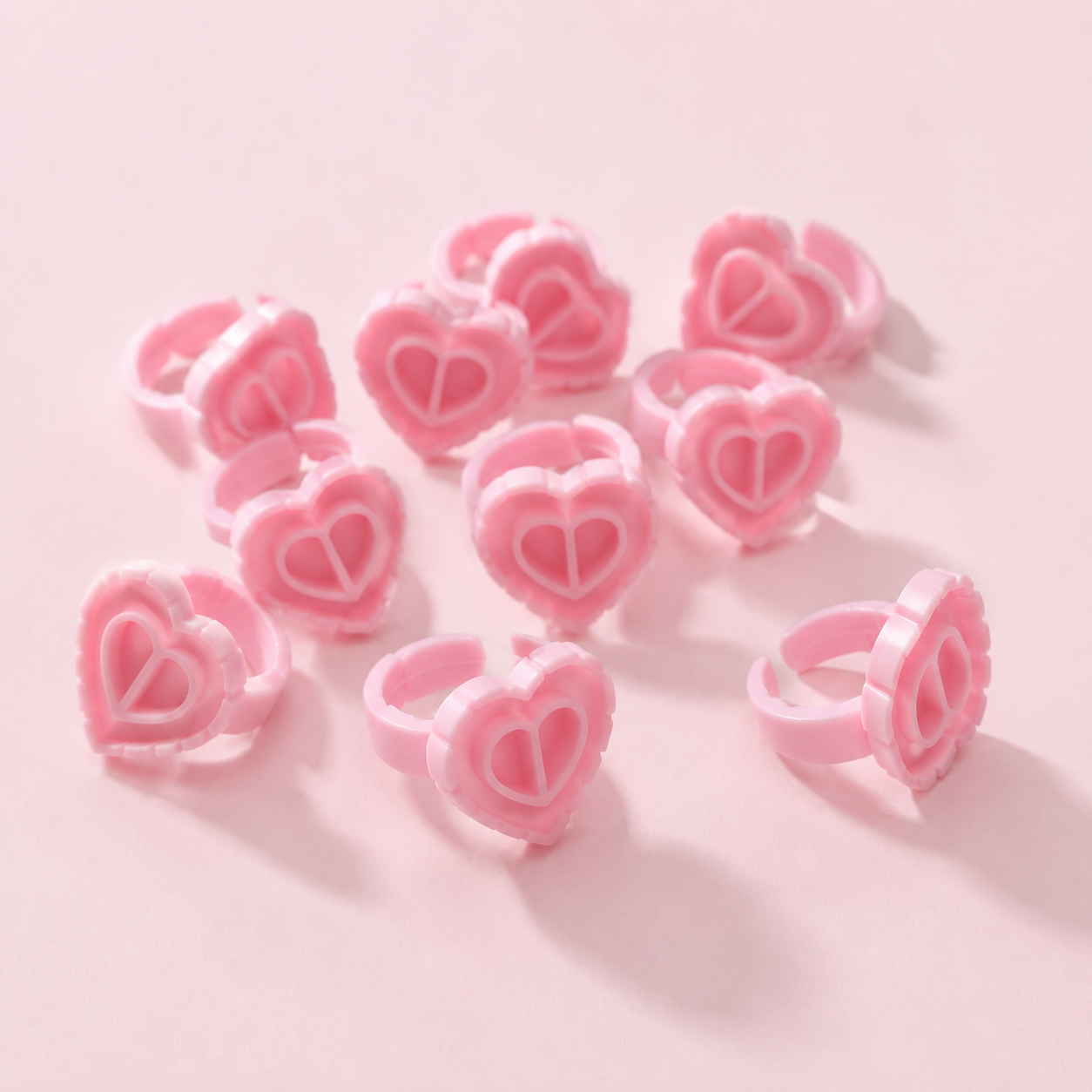 Pink heart glue rings | 100