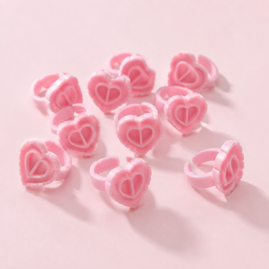 Pink heart glue rings | 100